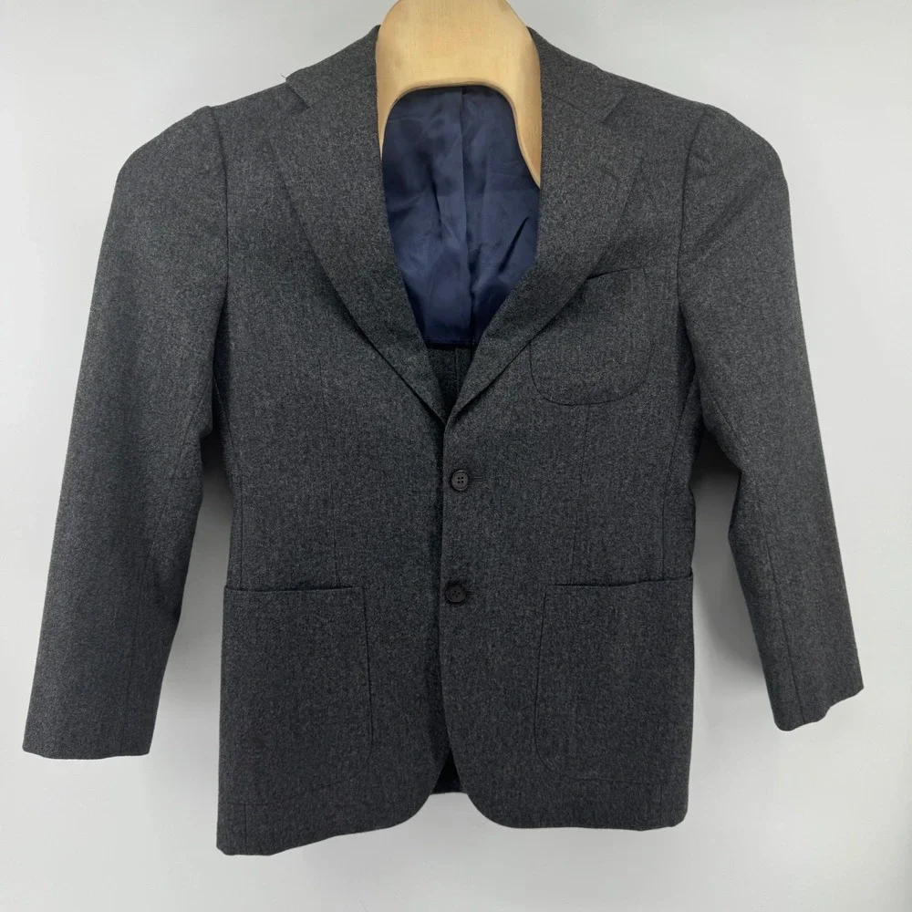 Suitsupply Havana Slim Fit Charcoal Grey Wool Flannel Sport Coat Blazer 38R 48